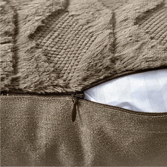 Brown Farmhouse Cute Pillow Cover Furry Faux Luxury Soft Warm Pillow Case Set - Picture 4 of 6